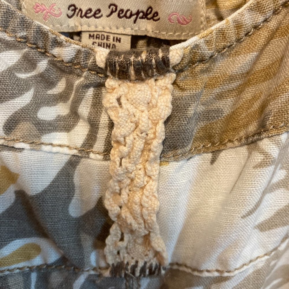 Sundress Free People Sz 10 Women's Linen Blend Sleeveless Floral Cottage - Picture 6 of 15